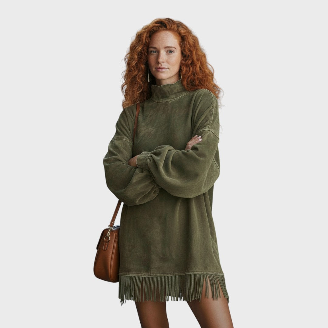 Tunică semișată cu franjuri